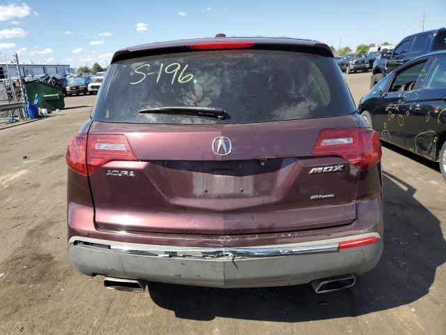 2HNYD2H55BH509660 - 2011 ACURA MDX ADVANCE BURGUNDY photo 6