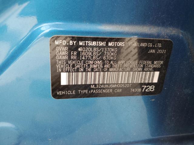 ML32AUHJ6MH005207 - 2021 MITSUBISHI MIRAGE ES BLUE photo 12