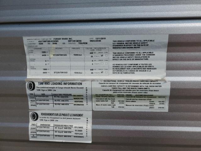 4X4TSMF28KA324585 - 2019 FOREST RIVER SALEM 30QBSS 灰色 照片 10