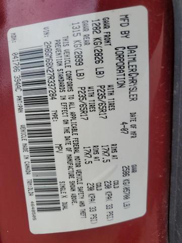 2A8GM68X27R337284 - 2007 CHRYSLER PACIFICA TOURING RED photo 14