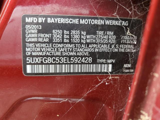 5UXFG8C53EL592428 - 2014 BMW X6 XDRIVE50I MAROON photo 13