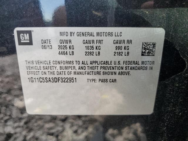 1G11C5SA3DF322951 - 2013 CHEVROLET MALIBU 1LT BLACK photo 13