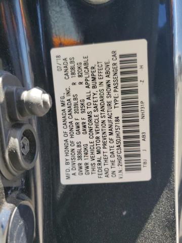 2HGFC3A50JH757184 - 2018 HONDA CIVIC SI BLACK photo 12