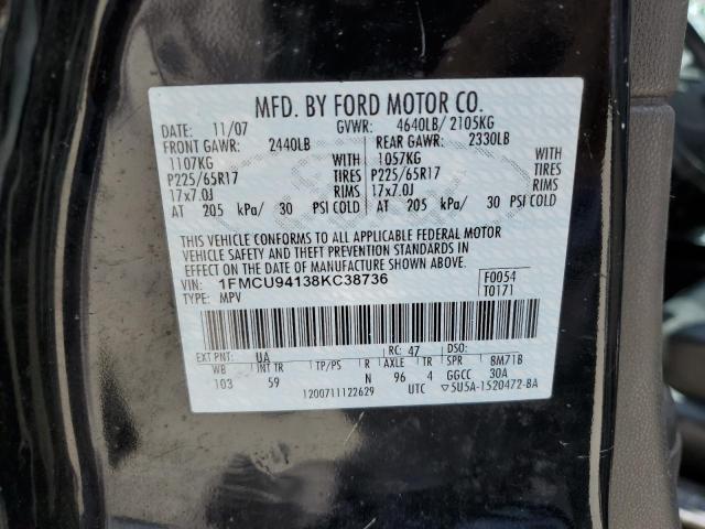 1FMCU94138KC38736 - 2008 FORD ESCAPE LIMITED BLACK photo 13