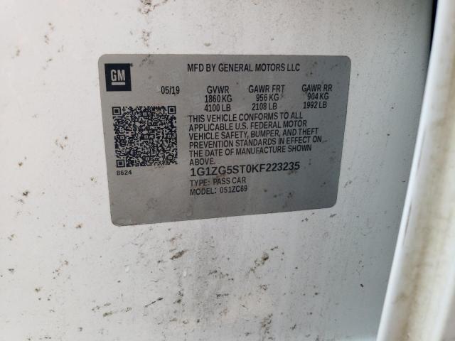 1G1ZG5ST0KF223235 - 2019 CHEVROLET MALIBU RS WHITE photo 12