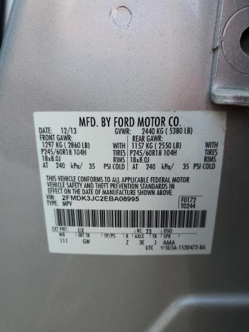 2FMDK3JC2EBA08995 - 2014 FORD EDGE SEL SILVER photo 14