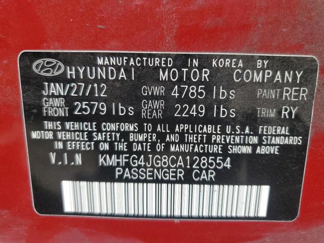 KMHFG4JG8CA128554 - 2012 HYUNDAI AZERA GLS RED photo 12