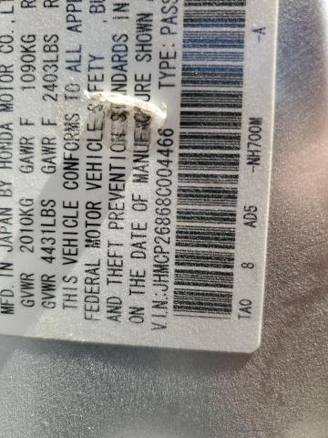 JHMCP26868C004466 - 2008 HONDA ACCORD EXL SILVER photo 13