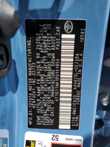 4T1G11AK1PU141854 - 2023 TOYOTA CAMRY SE NIGHT SHADE BLUE photo 12