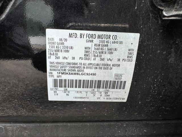 1FM5K8AW8LGC92490 - 2020 FORD EXPLORER POLICE INTERCEPTOR 黑色 照片 10