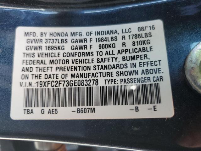 19XFC2F73GE083278 - 2016 HONDA CIVIC EX GRAY photo 13