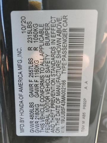 19UUB5F43MA002166 - 2021 ACURA TLX TECHNOLOGY BLACK photo 12