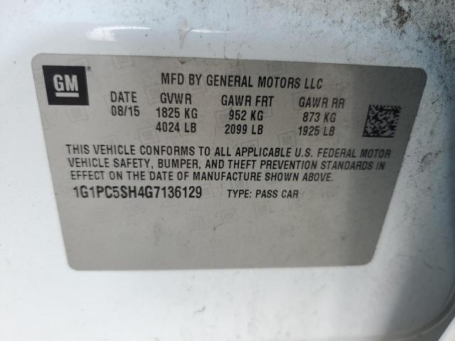 1G1PC5SH4G7136129 - 2016 CHEVROLET CRUZE LS WHITE photo 12