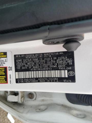 4T1B11HK0JU638143 - 2018 TOYOTA CAMRY L WHITE photo 13