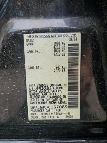 1N4AL3AP5FC157089 - 2015 NISSAN ALTIMA 2.5 შავი ფოტო 12