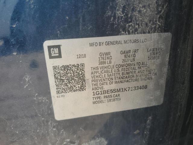 1G1BE5SM1K7133408 - 2019 CHEVROLET CRUZE LT 蓝色 照片 12