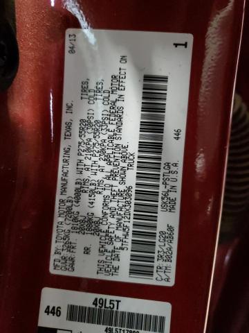 5TFHW5F12DX303096 - 2013 TOYOTA TUNDRA CREWMAX LIMITED BURGUNDY photo 12