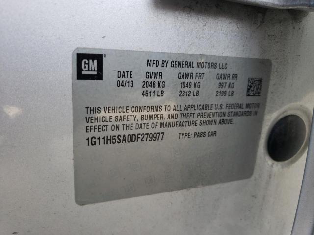 1G11H5SA0DF279977 - 2013 CHEVROLET MALIBU LTZ 银色 照片 13