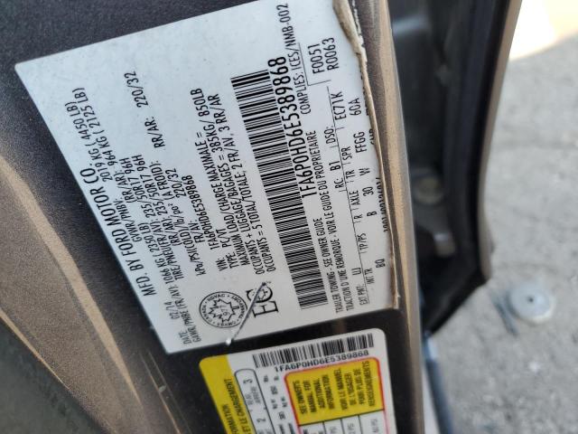 1FA6P0HD6E5389868 - 2014 FORD FUSION SE GRAY photo 12