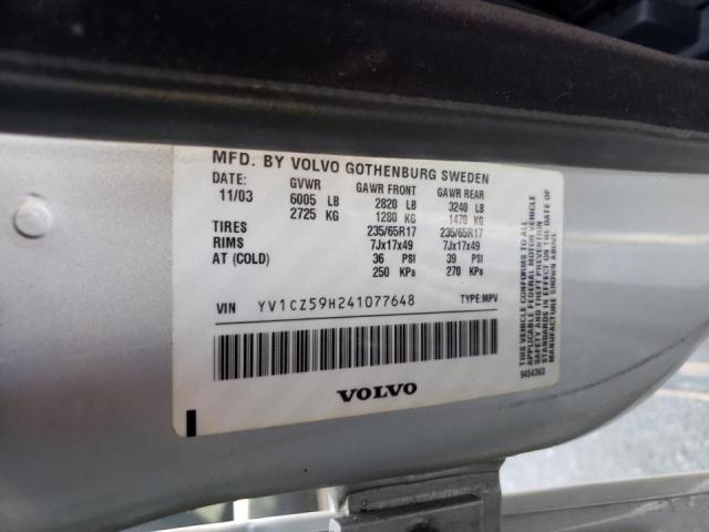 YV1CZ59H241077648 - 2004 VOLVO XC90 SILVER photo 12