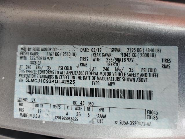 5LMCJ1C93KUL42525 - 2019 LINCOLN MKC SILVER photo 13