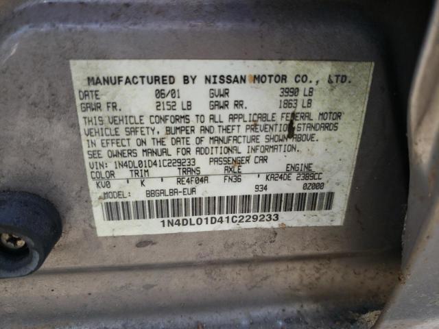 1N4DL01D41C229233 - 2001 NISSAN ALTIMA XE TAN photo 12