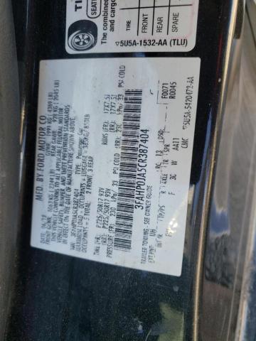 3FAHP0JA5CR387404 - 2012 FORD FUSION SEL BLACK photo 12