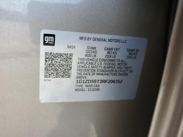 1G1ZD5ST3RF206352 - 2024 CHEVROLET MALIBU LT 棕色 照片 12