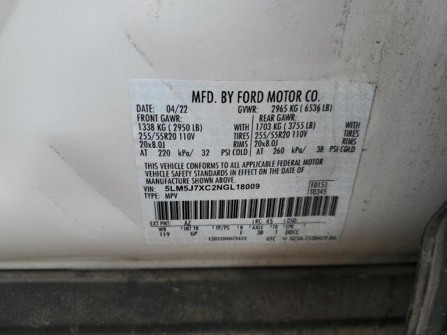 5LM5J7XC2NGL18009 - 2022 LINCOLN AVIATOR RESERVE 白色 照片 13