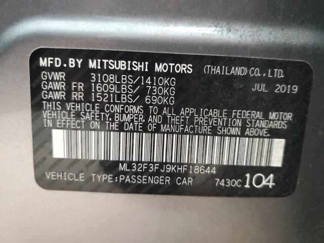 ML32F3FJ9KHF18644 - 2019 MITSUBISHI MIRAGE G4 ES Сірий фото 12