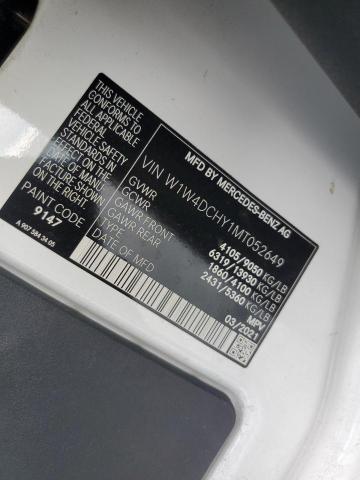 W1W4DCHY1MT052649 - 2021 MERCEDES-BENZ SPRINTER 2500 WHITE photo 10