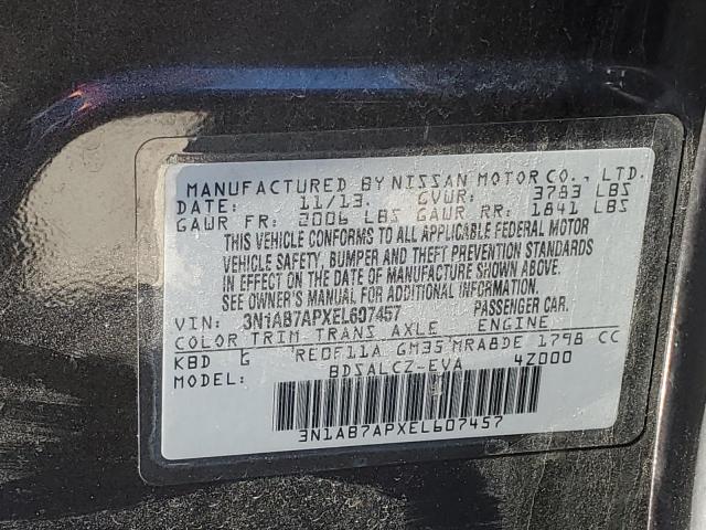 3N1AB7APXEL607457 - 2014 NISSAN SENTRA S GRAY photo 12