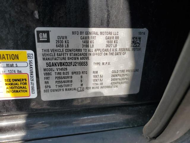 5GAKVBKD2FJ216653 - 2015 BUICK ENCLAVE BLACK photo 14