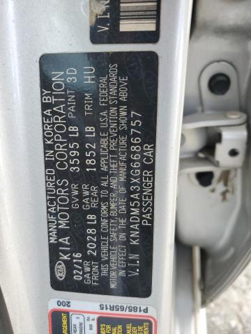 KNADM5A3XG6686757 - 2016 KIA RIO LX SILVER photo 12