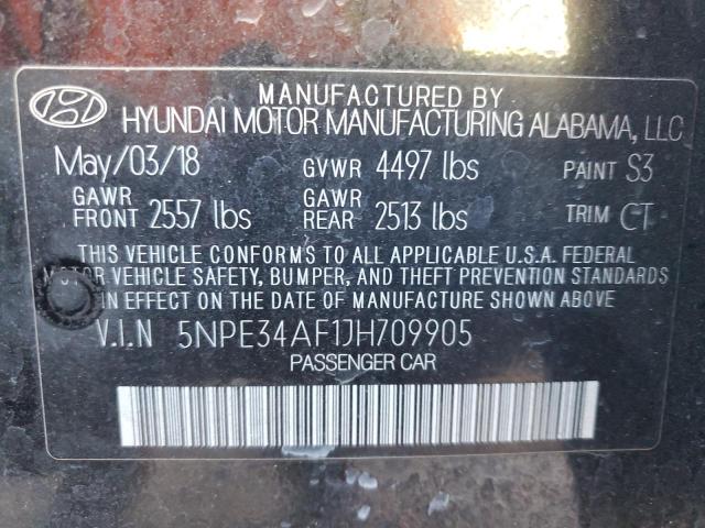 5NPE34AF1JH709905 - 2018 HYUNDAI SONATA SPORT BLACK photo 12