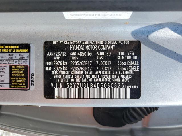 5XYZU3LB4DG060325 - 2013 HYUNDAI SANTA FE S 银色 照片 13