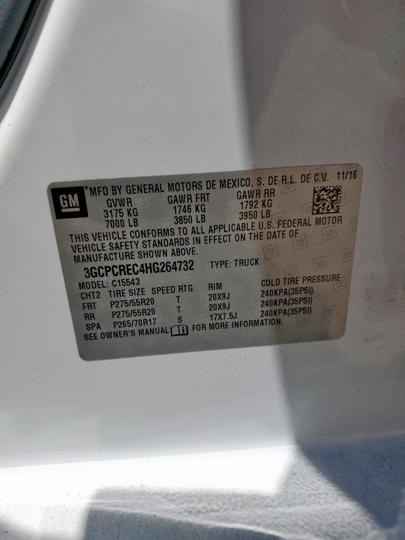 3GCPCREC4HG264732 - 2017 CHEVROLET SILVERADO C1500 LT Ağ foto 12