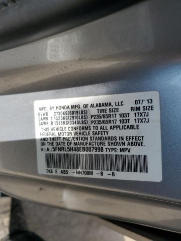 5FNRL5H48EB007998 - 2014 HONDA ODYSSEY EX SILVER photo 13