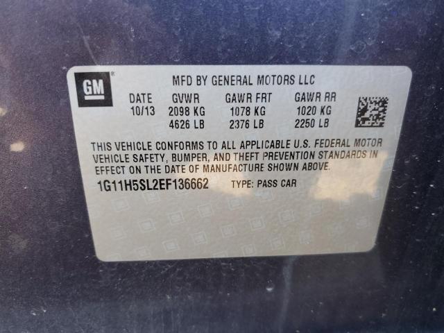 1G11H5SL2EF136662 - 2014 CHEVROLET MALIBU LTZ ლურჯი ფოტო 12