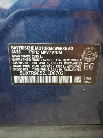 5UXTR9C52JLD67031 - 2018 BMW X3 XDRIVE30I BLUE photo 13