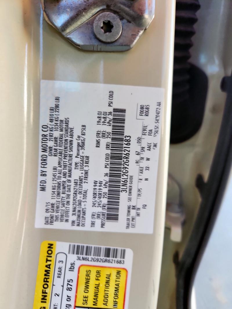 3LN6L2G92GR621683 - 2016 LINCOLN MKZ TAN photo 13