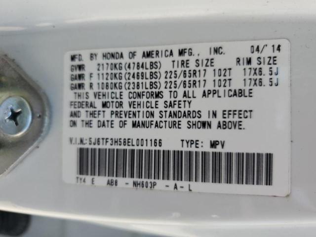 5J6TF3H58EL001166 - 2014 HONDA CROSSTOUR EXL თეთრი ფოტო 13
