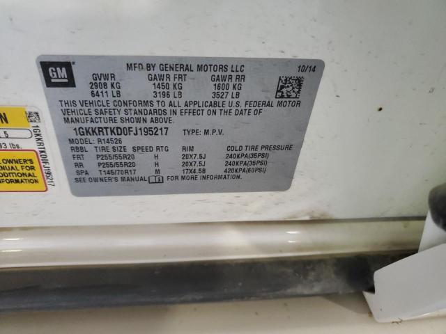 1GKKRTKD0FJ195217 - 2015 GMC ACADIA DENALI WHITE photo 13