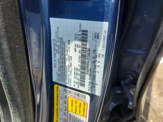 3FA6P0HD6JR200787 - 2018 FORD FUSION SE BLUE photo 12