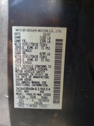 5N1BA08DX8N619034 - 2008 NISSAN ARMADA SE GRAY photo 14