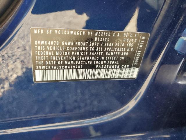3VW2K7AJ9CM419787 - 2012 VOLKSWAGEN JETTA BASE 蓝色 照片 12