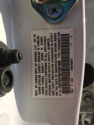 19XFB2F96FE061889 - 2015 HONDA CIVIC EXL Ağ foto 13