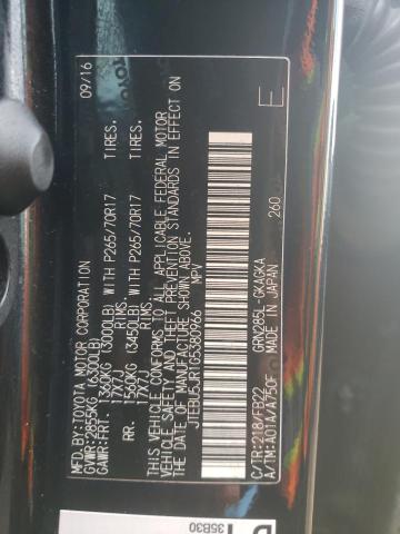 JTEBU5JR1G5380966 - 2016 TOYOTA 4RUNNER SR5/SR5 PREMIUM შავი ფოტო 12