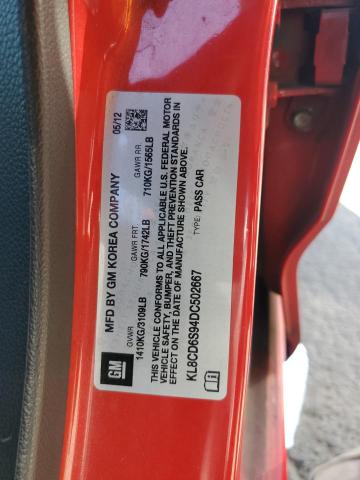 KL8CD6S94DC502667 - 2013 CHEVROLET SPARK 1LT RED photo 12