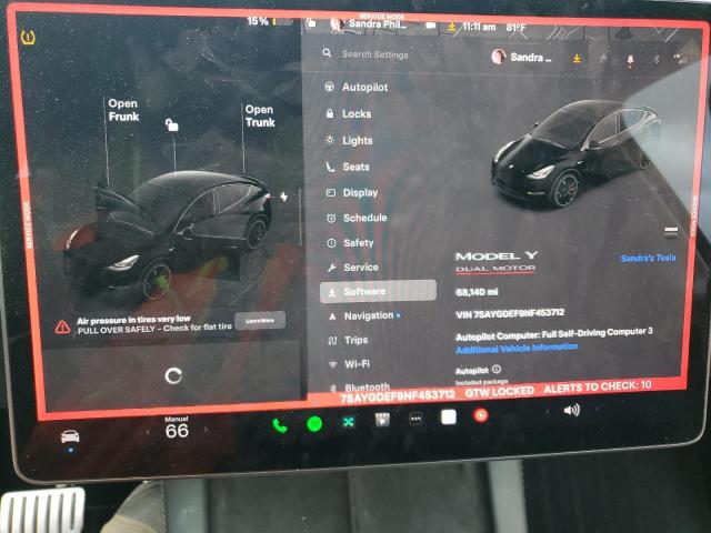 7SAYGDEF9NF453712 - 2022 TESLA MODEL Y 黑色 照片 9